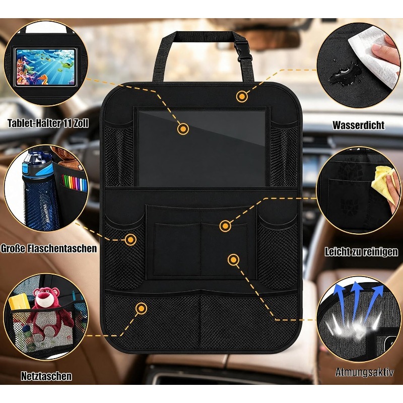 Tablet Cover Accessories - Car Backseat Organizer with Touch Screen
