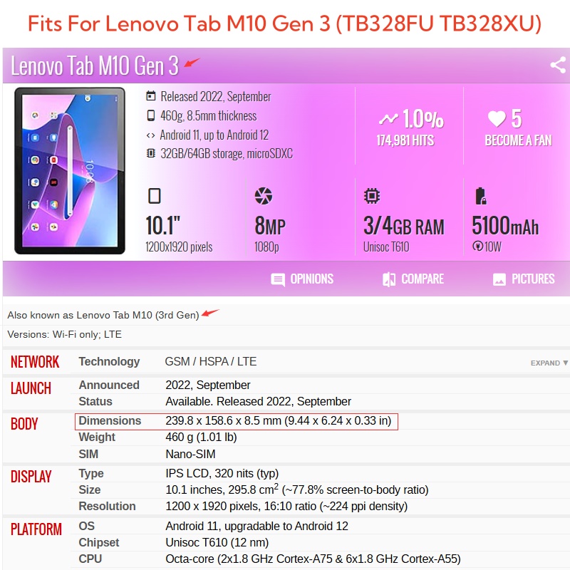 For Lenovo Tab M10 3rd Gen 10. - Tablet Cover Accessories review and price